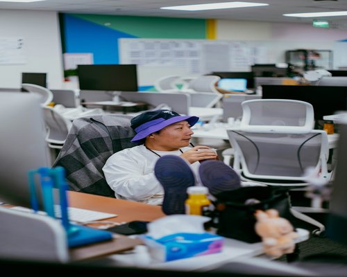 A person taking a short break during a regular workday
